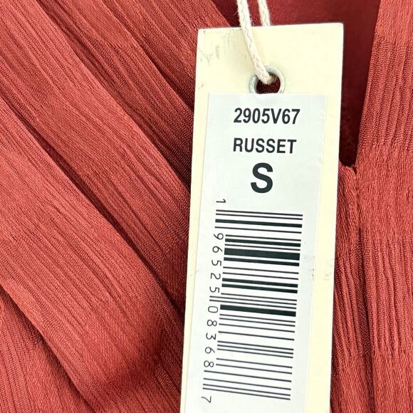 NWT Max Studio Women's Jacquard Shine Dot Cinched Waist Midi Dress Russet Small - Picture 11 of 16